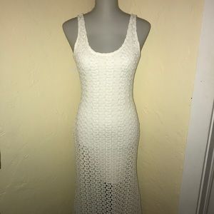 Crochet Cream Colored, High-Low Dress